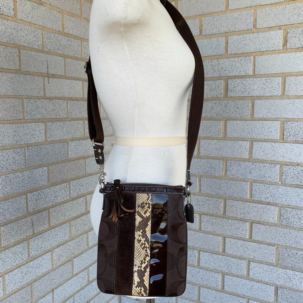 COACH SIGNATURE CROSSBODY SWINGPACK STRIPE BAG SNAKE PYTHON LEATHER F06W-10266